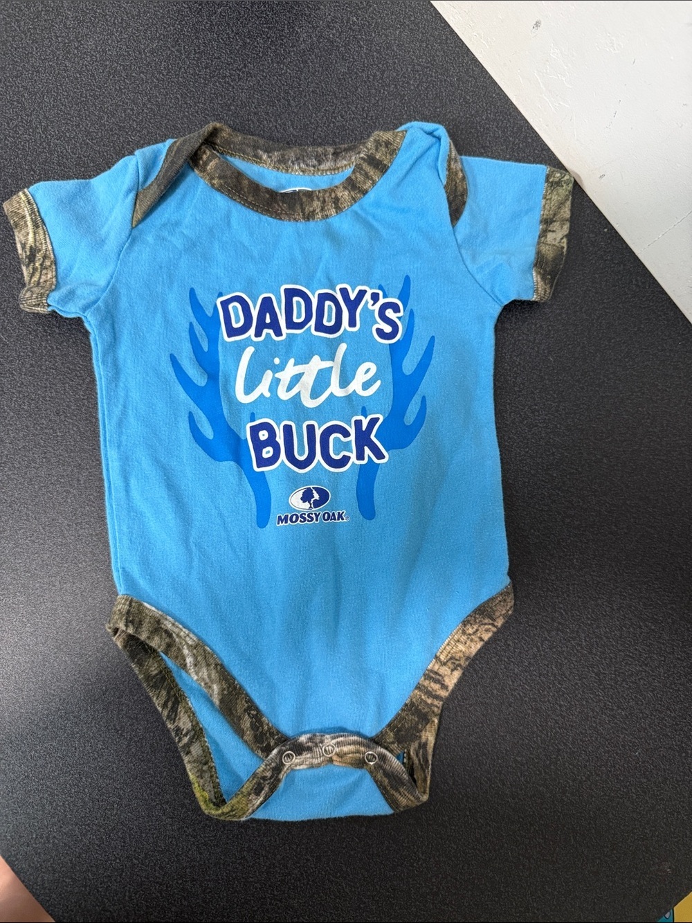 Mossy Oak Blue "Daddy's Little Buck" Baby Bodysuit